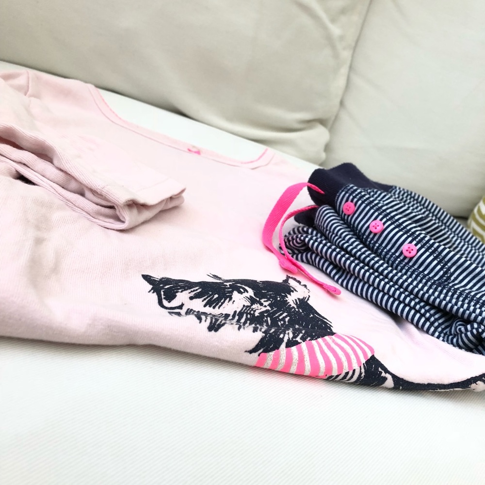 Long sleeve pink and navy terrier pajama set